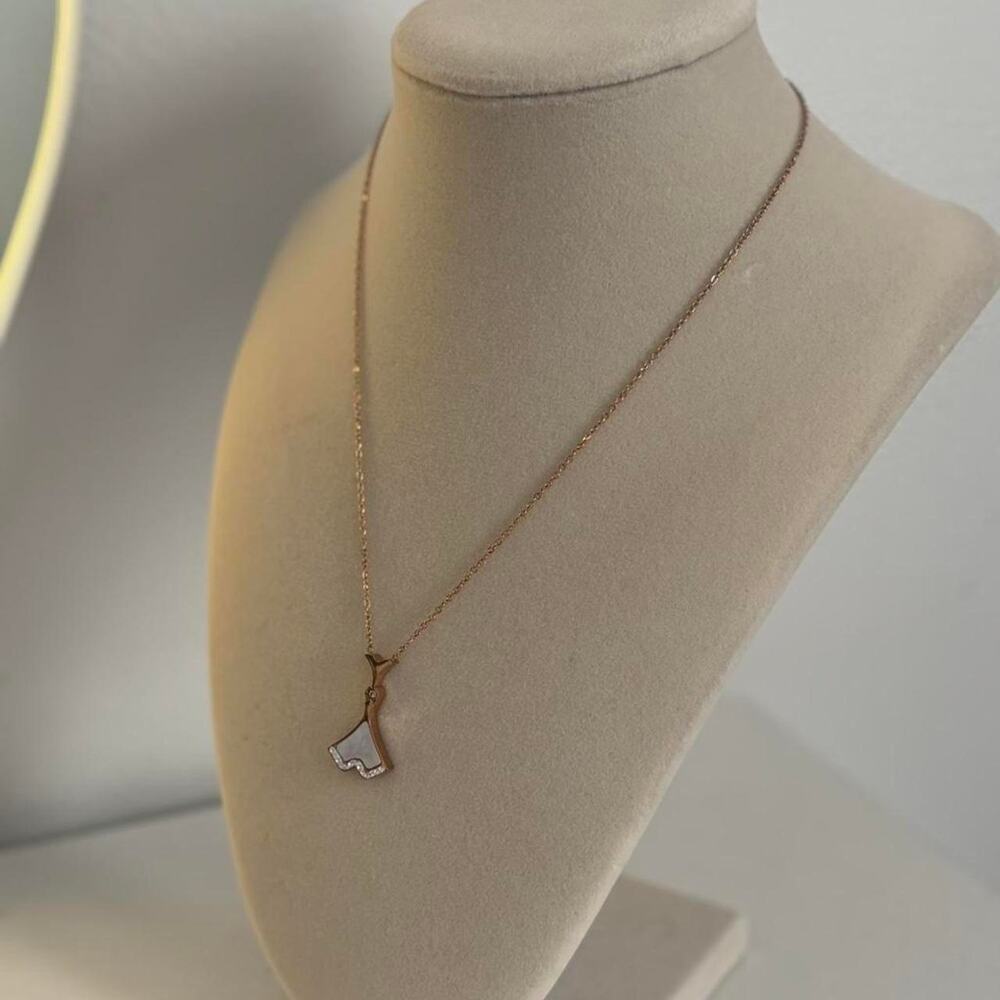 Rose Gold Necklace White Crystal Pendant Stainless Steel Luxury Dainty Jewelry - Picture 6 of 6